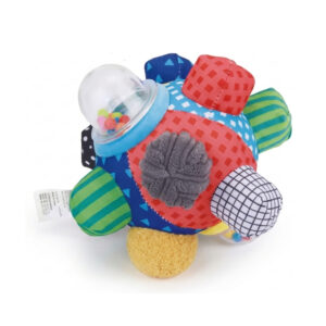 Pelota sensorial de tela puff con protuberancias de colores y texturas