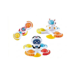 Set de 3 spinners sensoriales con ventosa: cohete, panda y robot