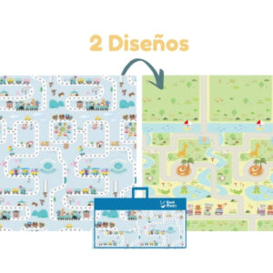 Alfombra Plegable para Bebé Trenes y Ciudad / Safari y Río