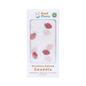Muselina deluxe de bambú para bebé con estampado de fresas - GoodMama